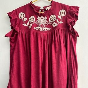 KNOX ROSE MEXICAN EMBROIDERY WITH TASSELS BLOUSE